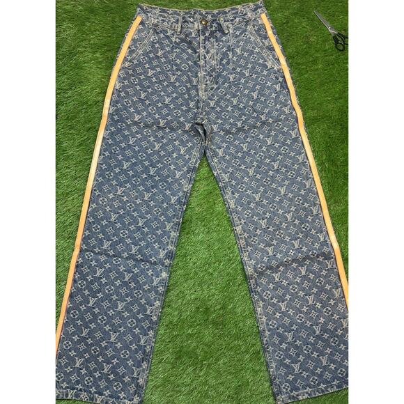 Louis Vuitton Monogram Denim Jeans Blue Size 32 Free shipping same day - Picture 1 of 6